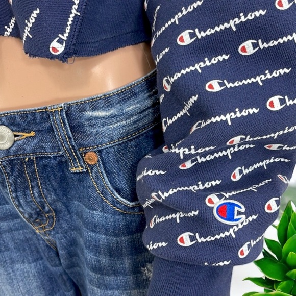 Champion Women's Reverse Weave All Over Print Cropped Hoodie Boxy Fit - Picture 8 of 16